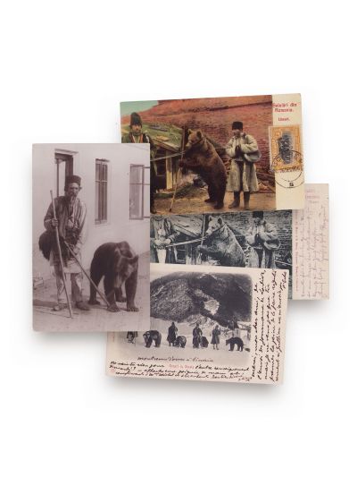 Ursari români, patru fotografii tip carte poștală