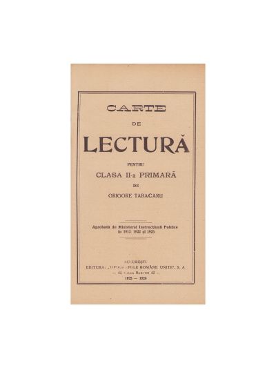 Grigore Tabacaru, Carte de lectură pentru clasa a II-a primară, 1926