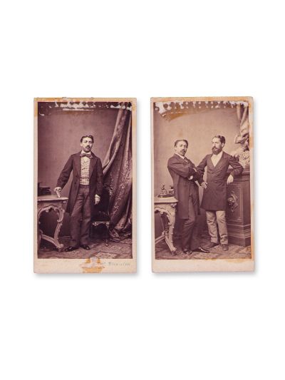 Iacob Negruzzi și Nicolae Gane, două fotografii format carte-de-visite, atelier M. Bisenius