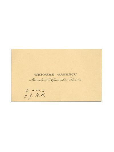 Grigore Gafencu, carte de vizită