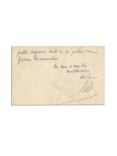 I.G. Duca, carte de vizită cu însemnare olografă