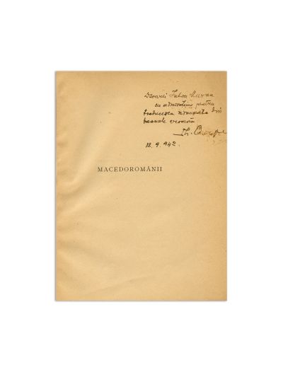 Theodor Capidan, Macedoromânii, cu dedicație pentru Iulia Murnu, 1942
