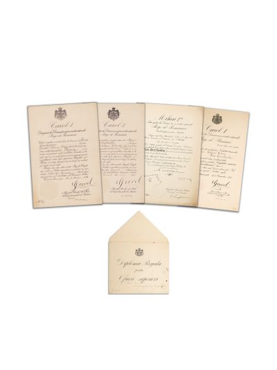 Frim Constantin, patru brevete și diplome cu semnătura regelui Carol I și a membrilor regenței