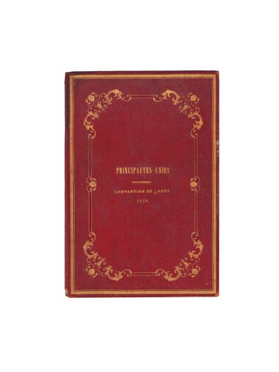 Copia oficială acordată Principatelor Române de către Imperiul Otoman, a Convenției de la Paris din 1858 – Principautés-Unies Convention du 7/19 août 1858 - Piesă clasată la Tezaur