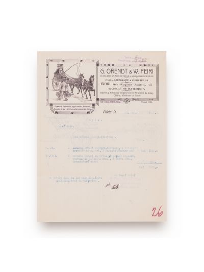 Șapte facturi emise Consistoriului Arhidiecezan, Sibiu, 1926-1947