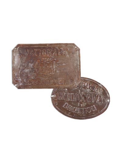 Societatea de asigurări „Naționala”, două pancarte metalice