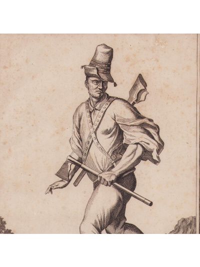 Luyken Caspar, Unul dintre tâlharii din munții Carpați numit Corallen, gravură în metal, 1703