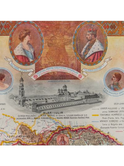 Harta României Ilustate și Istorice, litografie de mari dimensiuni, Gh. Chirovici și A. D. Atanasiu, 1919