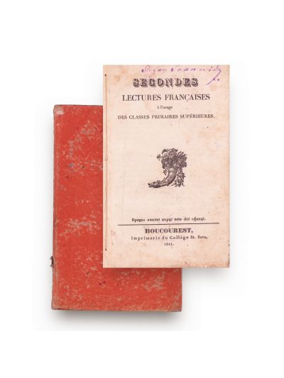A doua lectură de franceză pentru clasele primare superioare, 1841, cu ex-librisul lui Ștefan Ioanid
