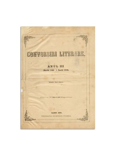 Publicația „Convorbiri Literare”, Anul III, 1 martie 1869 - 1 martie 1870, cu scrieri diverse de V. Alecsandri