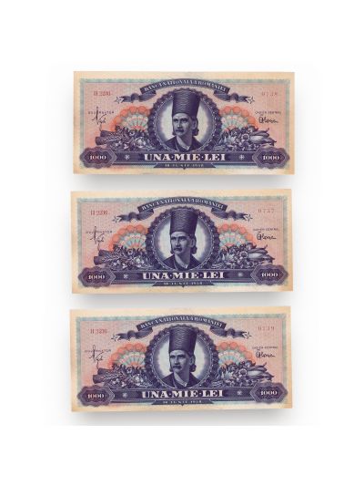 3 bancnote în valoare de 1000 lei din 1948 - Serii consecutive