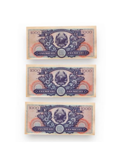 3 bancnote în valoare de 1000 lei din 1948 - Serii consecutive