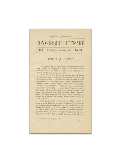 Convorbiri Literare, Anul XX, cu „La Steaua” și „De ce nu-mi vii” de M. Eminescu