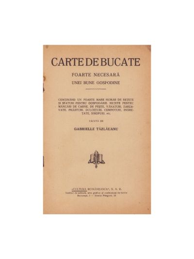 Gabrielle Tăzlăuanu, Carte de bucate 