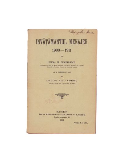 Elena M. Demetriescu, Învățământul menajer + Legea pentru învățământul menajer, 1913-1935