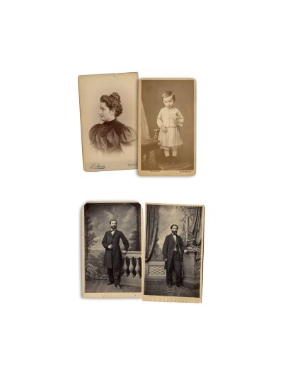 Familia Poenaru, patru fotografii tip carte-de-visite, atelier F. Mandy și Duschek, din colecția familiei Ștefănescu 