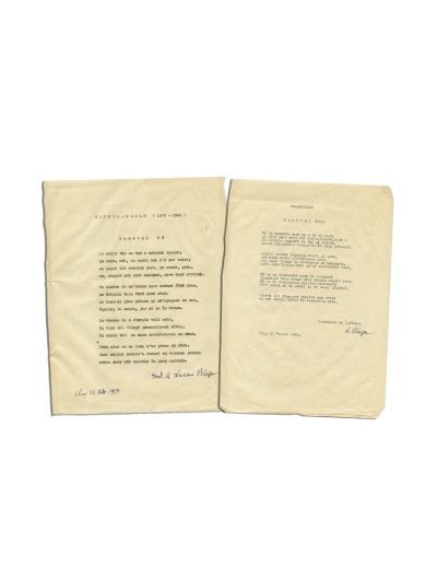 Lucian Blaga, două file cu traduceri din Shakespeare și Michelangelo, 1945, cu semnătură olografă