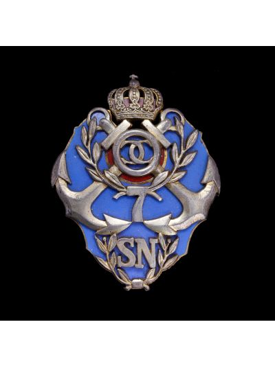 Insignă de 7 ani „Școala Navală”, în cutia de epocă, atelier Karnet & Kysely