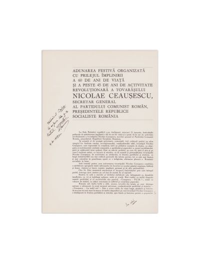 Omagiu, exemplarul de probă, cu corecturile și însemnările lui Nicolae Ceaușescu, 1978