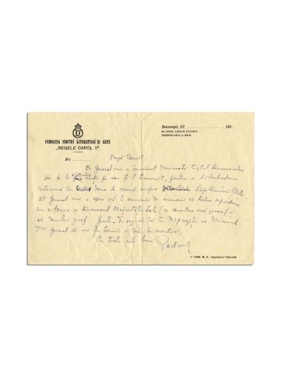 Păstorel Teodoreanu, scrisoare pentru Camil Petrescu, cca. 1930