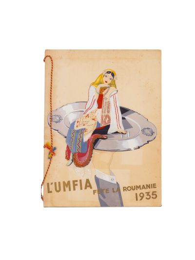 Meniul cinei L’UMFIA, Fête la Roumanie, 11 aprilie 1935 - Piesă colorată manual