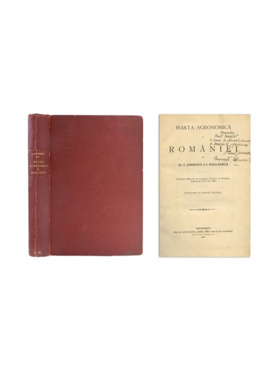 Dr. C. Jormescu şi I. Popa-Burcă, Harta agronomică a României, 1907, cu dedicație pentru Const. Garoflid
