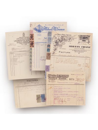 Colecție de cinci facturi ale unor societăți ce comercializează mobilă, 1925-1945
