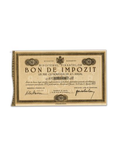 Bon de impozit în valoare de 500 lei, 1933