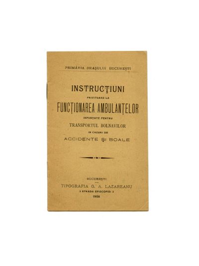Instrucțiuni privitoare la funcționarea ambulanțelor, 1908