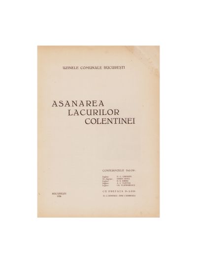 Asanarea Lacurilor Colentinei, 1936