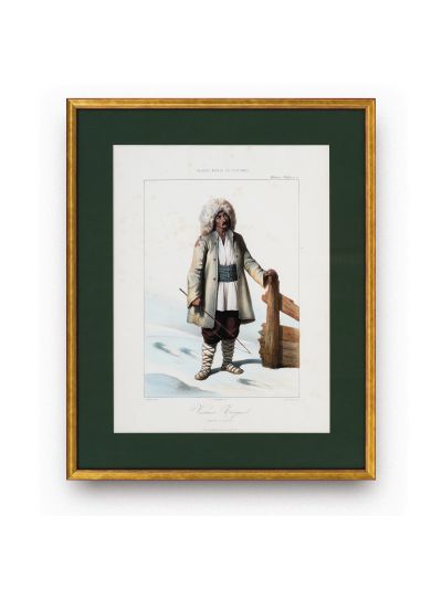 Valet țigan - Iași, litografie colorată manual, gravor Michel Bouquet 