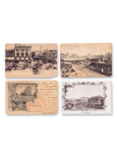 Piețe din Bucureștiul de odinioară, 4 fotografii tip carte poștală