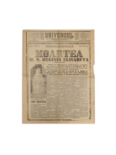 Publicația „Universul”, 19 februarie 1916, Ediție specială dedicată decesului reginei Elisabeta