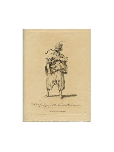 Miller John (Johann Sebastian Mueller), Caporal de panduri orădean, gravură în metal, 1757