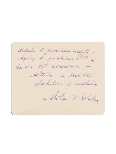 Mihai D. Ralea, scrisoare pentru Camil Petrescu