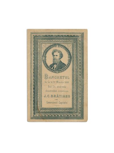 Meniul banchetului de la 14/26 martie 1888 dat în onoarea lui I. C. Brătianu