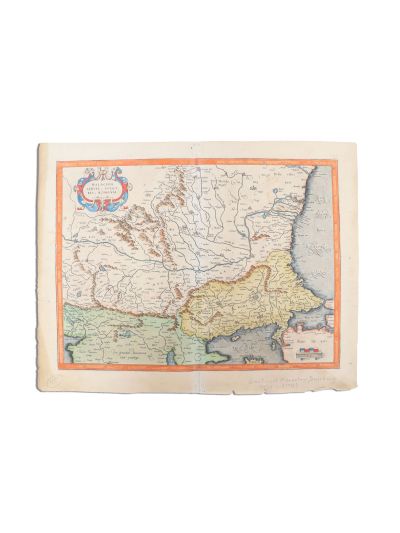 Gerard Mercator, harta Valahiei, Serbiei, Bulgariei și României, gravură în cupru, colorată manual, 1601-1622