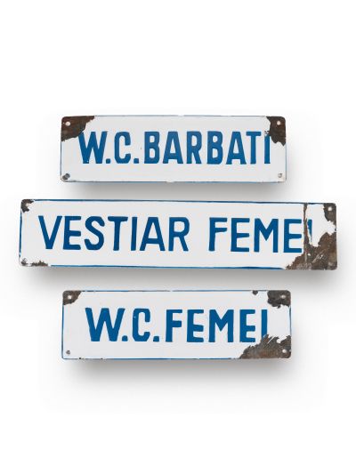 Trei pancarte metalice pentru spații sanitare 