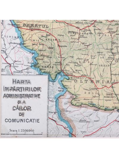 Harta împărțirilor administrative și a căilor de comunicație ale României Mari