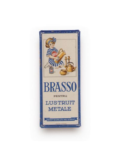„Brasso pentru lustruit metale”, reclamă metalică