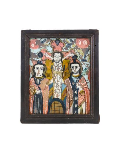 Icoană maramureșeană pe sticlă, Răstignirea Domnului, a doua jumătate a secolului al XIX-lea