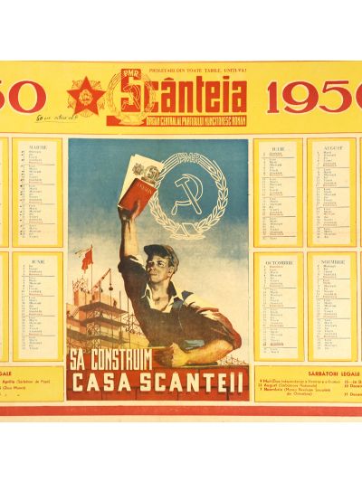 Calendar „Scânteia” pe anul 1950 -  Să construim Casa Scânteii!