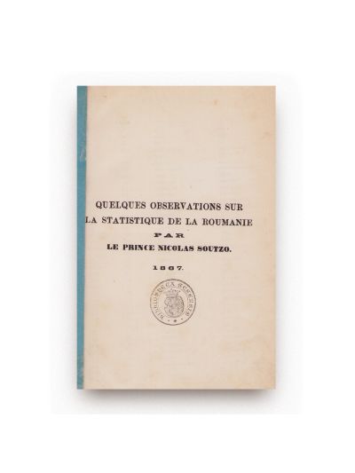 Prințul Nicolae Șuțu, Observations statistiques, 1867