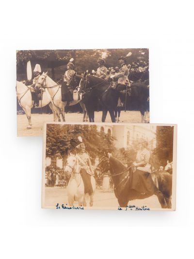 Familia regală a România la parada militară din 10 mai 1923, două fotografii de epocă 