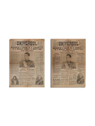 Publicația „Universul”, anul 57, nr. 247, 8 septembrie 1940, două exemplare - depunerea jurământului regelui Mihai I