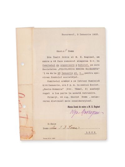 Ioan I. V. Socec, trei scrisori de la Olga Mavrogheni și Mareșalul Curții Regale, 1897 - 1906