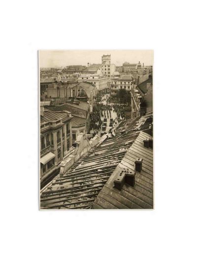 Paradă pe Calea Victoriei, fotografie de epocă, fotograf I. Berman 