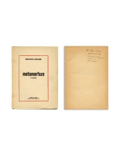 Constantin Nisipeanu, Metamorfoze, 1934, exemplar numerotat, cu dedicație pentru Radu Cluceru 