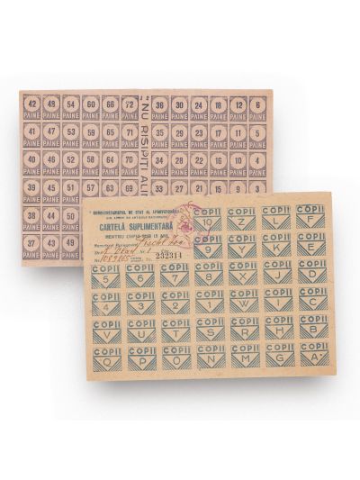 Cartelă pentru pâine + cartelă suplimentară pentru copiii sub 15 ani