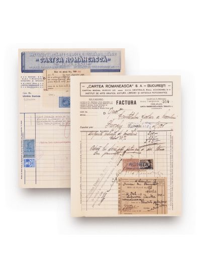 Două facturi emise de „Cartea Românească”, 1922-1935